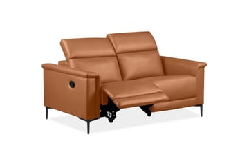 2-sitssoffa Lund Cognac, Läder/PU, Manuell vilstol - Cognac, Läder/PU, Manuell vilstol - Möbler - Vardagsrum - Soffor - Reclinersoffor & Biosoffor