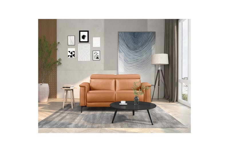 2-sitssoffa Lund Cognac, PU, Manuell vilstol - Cognac, PU, Manuell vilstol - Möbler - Vardagsrum - Soffor - Skinnsoffor