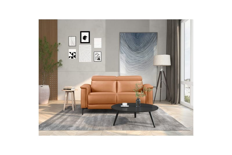 2-sitssoffa Lund Cognac, PU, Elektrisk vilstol - Cognac, PU, Elektrisk vilstol - Möbler - Vardagsrum - Soffor - Reclinersoffor & Biosoffor