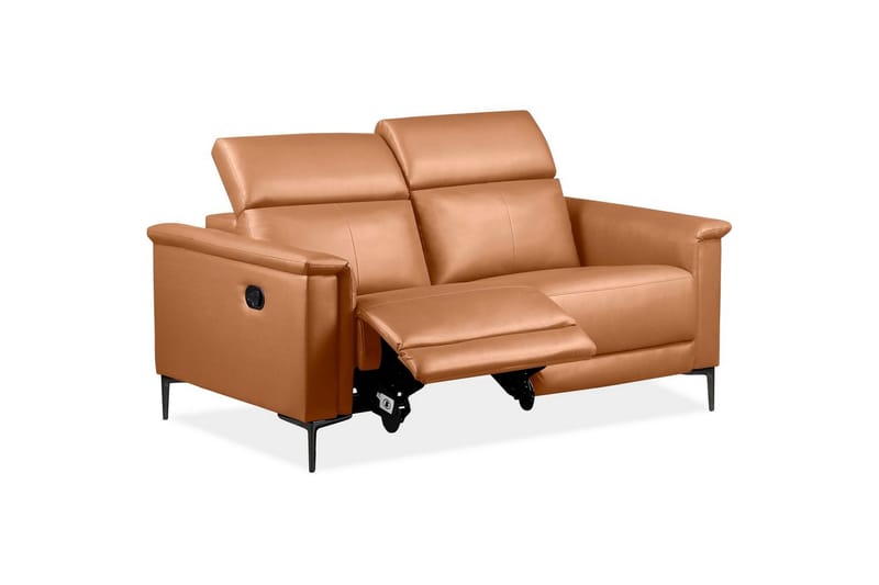 2-sitssoffa Lund Cognac, PU, Manuell vilstol - Cognac, PU, Manuell vilstol - Möbler - Vardagsrum - Soffor - Reclinersoffor & Biosoffor