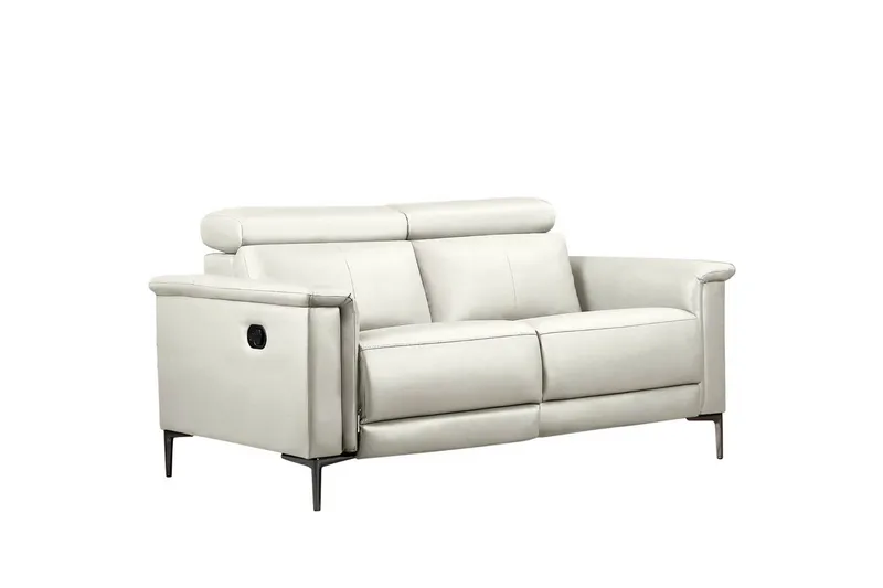 2-sitssoffa Lund Kräm, PU, Manuell vilstol, Kräm, PU, Manuell vilstol