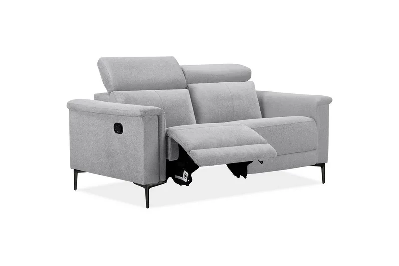 2-sitssoffa Lund Ljusgrå, Belfast tyg, Manuell vilstol - Ljusgrå, Belfast tyg, Manuell vilstol - Möbler - Vardagsrum - Soffor - 2-sits soffor