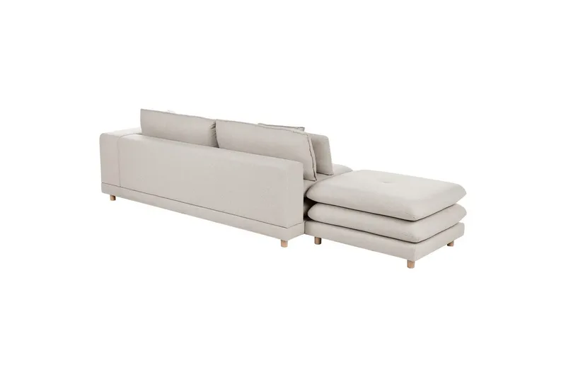 2-sitssoffa med fotpall Heden Beige/ljust trä - Beige/ljust trä - Möbler - Vardagsrum - Soffor - 2-sits soffor