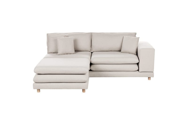 2-sitssoffa med fotpall Heden Beige/ljust trä - Beige/ljust trä - Möbler - Vardagsrum - Soffor - 2-sits soffor
