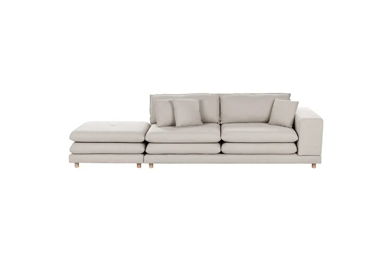2-sitssoffa med fotpall Heden Beige/ljust trä, Beige/ljust trä