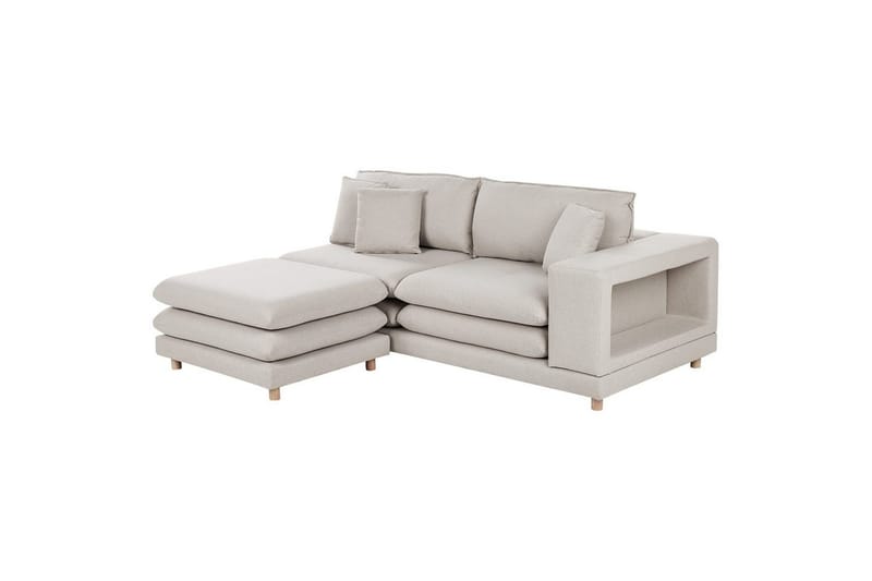 2-sitssoffa med fotpall Heden Beige/ljust trä - Beige/ljust trä - Möbler - Vardagsrum - Soffor - 2-sits soffor
