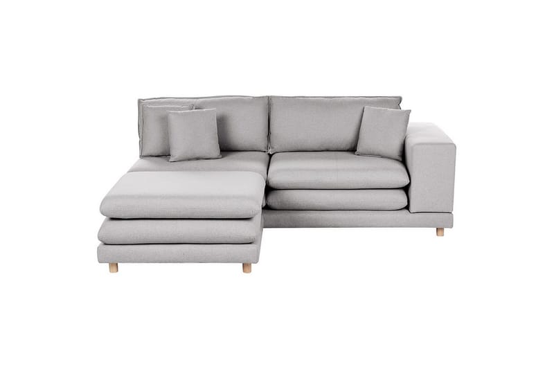 2-sitssoffa med fotpall Heden Grå/ljust trä - Grå/ljust trä - Möbler - Vardagsrum - Soffor - 2-sits soffor