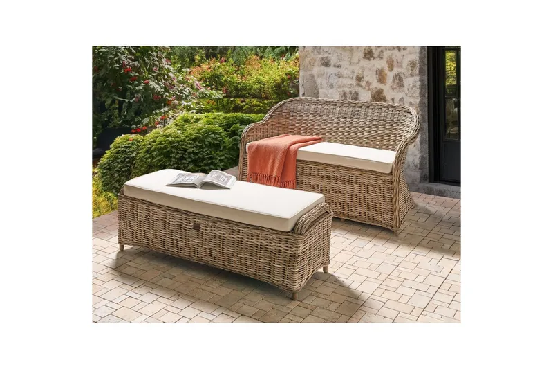 2-sitssoffa med fotpall Susua - Utemöbler - Utesoffor & bänkar - Trädgårdssoffa