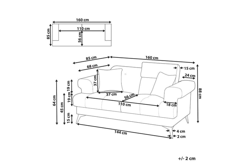 2-sitssoffa Skive Vit/Svart - Vit/Svart - Möbler - Vardagsrum - Soffor - 2-sits soffor
