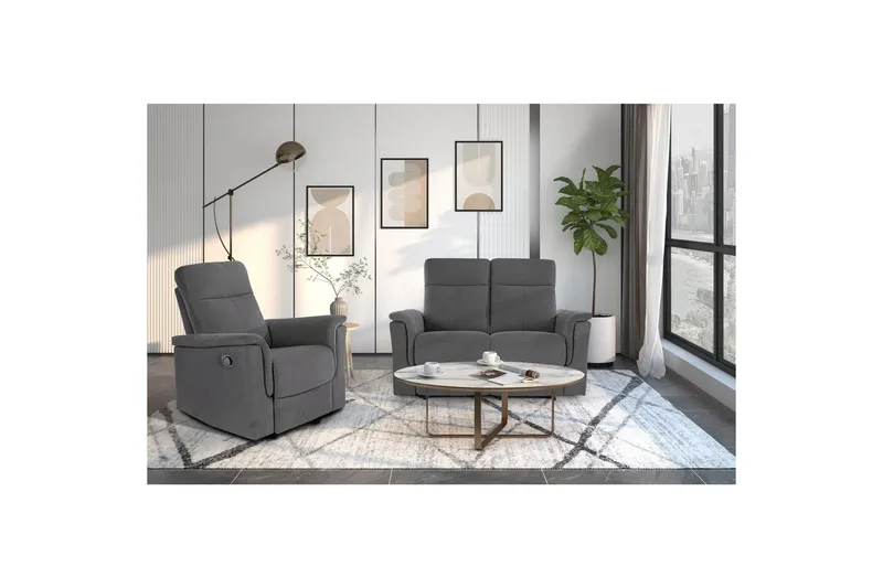 2-sitssoffa Southbrook Antracit, Tyg/Trä/Metall, Elektrisk vilstol - Antracit, Tyg/Trä/Metall, Elektrisk vilstol - Möbler - Vardagsrum - Soffor - Reclinersoffor & Biosoffor