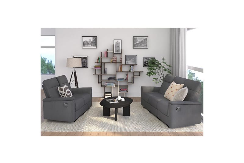 2-sitssoffa Southbrook Antracit, Tyg/Trä/Metall, Manuell vilstol - Antracit, Tyg/Trä/Metall, Manuell vilstol - Möbler - Vardagsrum - Soffor - Reclinersoffor & Biosoffor