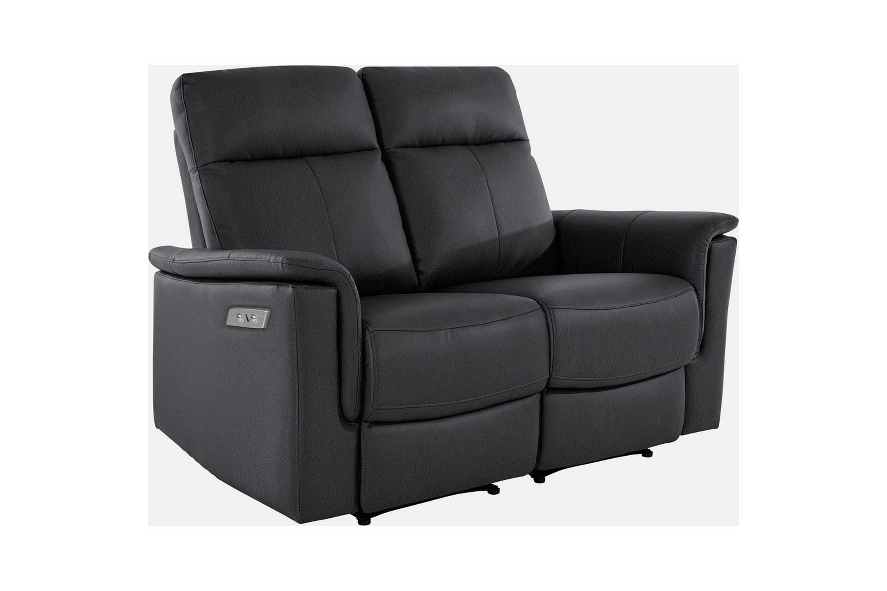 2-sitssoffa southbrook svart, äkta läder/pu/trä/metall, elektrisk vilstol - svart, äkta läder/pu/trä/metall, elektrisk vilstol