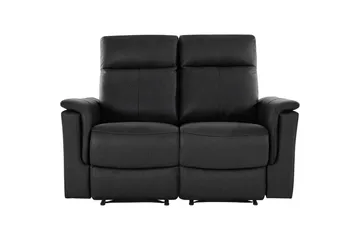 2-sitssoffa Southbrook Svart, Äkta läder/PU/Trä/Metall, Manuell vilstol - Svart, Äkta läder/PU/Trä/Metall, Manuell vilstol - Möbler - Vardagsrum - Soffor - Reclinersoffor & Biosoffor