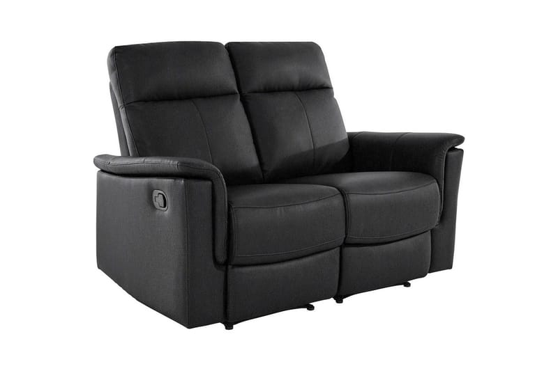 2-sitssoffa Southbrook Svart, Äkta läder/PU/Trä/Metall, Manuell vilstol, Svart, Äkta läder/PU/Trä/Metall, Manuell vilstol