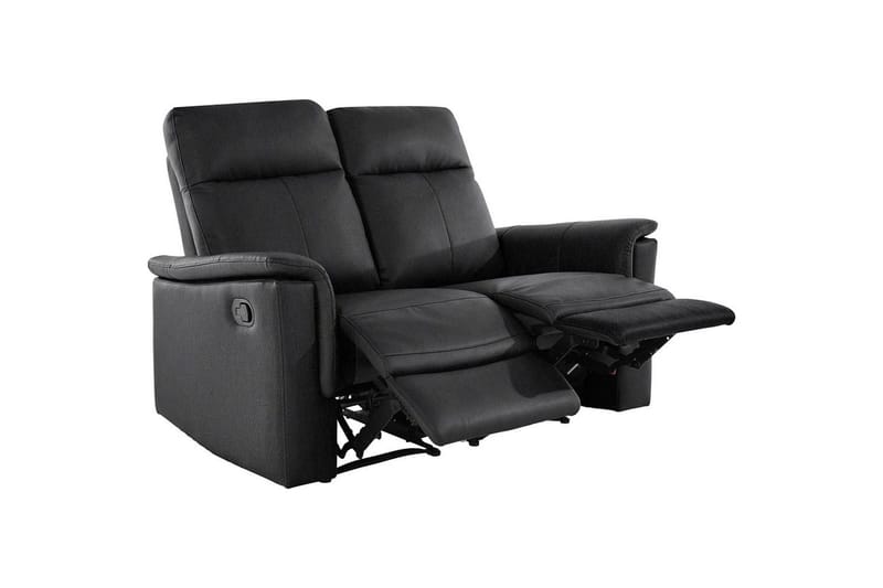 2-sitssoffa Southbrook Svart, Äkta läder/PU/Trä/Metall, Manuell vilstol - Svart, Äkta läder/PU/Trä/Metall, Manuell vilstol - Möbler - Vardagsrum - Soffor - Skinnsoffor