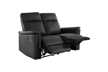 2-sitssoffa Southbrook Svart, Äkta läder/PU/Trä/Metall, Manuell vilstol - Svart, Äkta läder/PU/Trä/Metall, Manuell vilstol - Möbler - Vardagsrum - Soffor - Reclinersoffor & Biosoffor