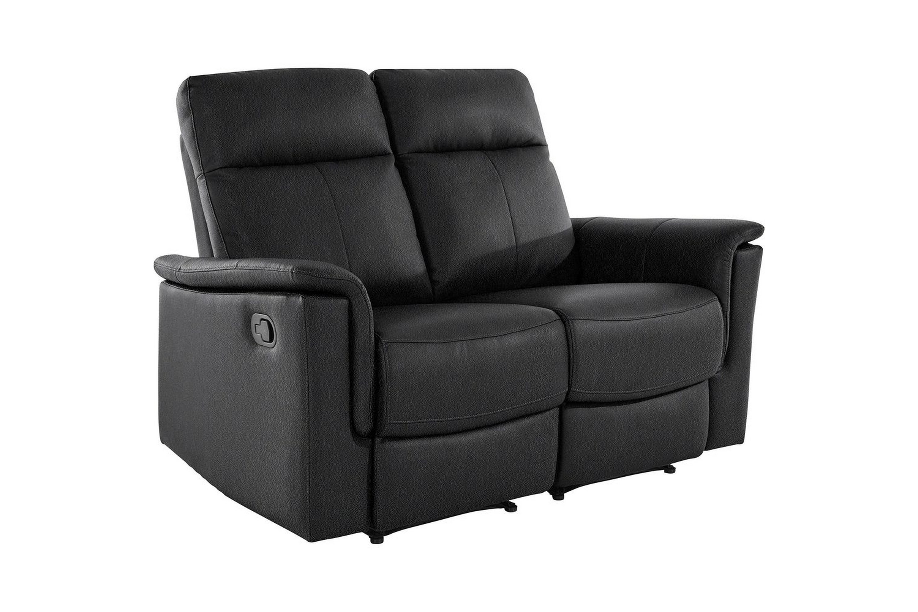 2-sitssoffa southbrook svart, äkta läder/pu/trä/metall, manuell vilstol - svart, äkta läder/pu/trä/metall, manuell vilstol