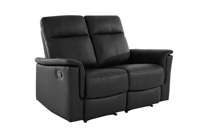 2-sitssoffa Southbrook Svart, Äkta läder/PU/Trä/Metall, Manuell vilstol - Svart, Äkta läder/PU/Trä/Metall, Manuell vilstol - Möbler - Vardagsrum - Soffor - Reclinersoffor & Biosoffor
