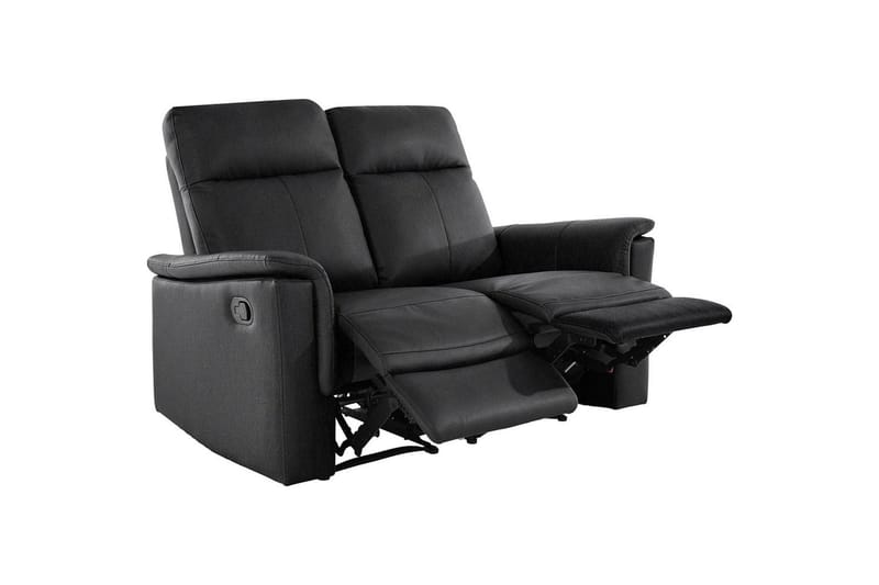 2-sitssoffa Southbrook Svart, Äkta läder/PU/Trä/Metall, Manuell vilstol - Svart, Äkta läder/PU/Trä/Metall, Manuell vilstol - Möbler - Vardagsrum - Soffor - Reclinersoffor & Biosoffor