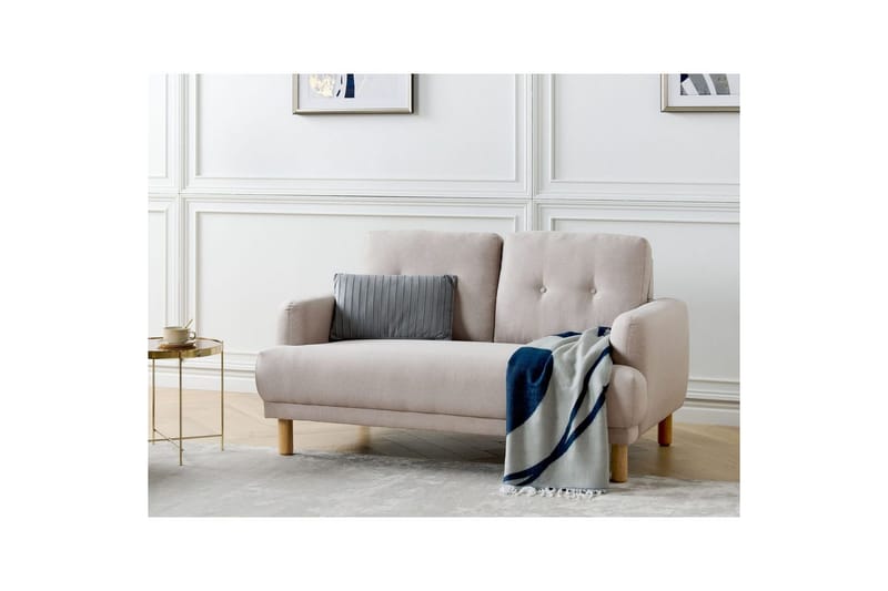 2-sitssoffa Tuve Beige, ljust trä, Polyester - Beige, ljust trä, Polyester - Möbler - Vardagsrum - Soffor - 2-sits soffor