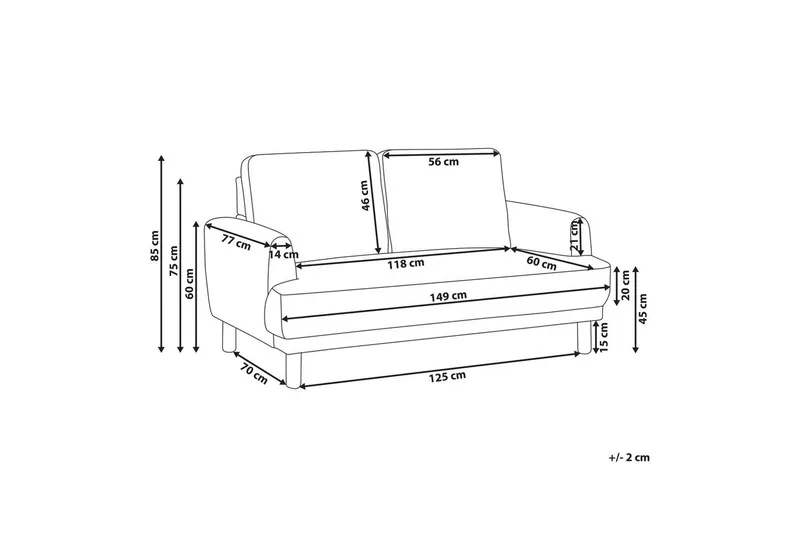 2-sitssoffa Tuve Vit, ljust trä, Polyester - Vit, ljust trä, Polyester - Möbler - Vardagsrum - Soffor - 2-sits soffor