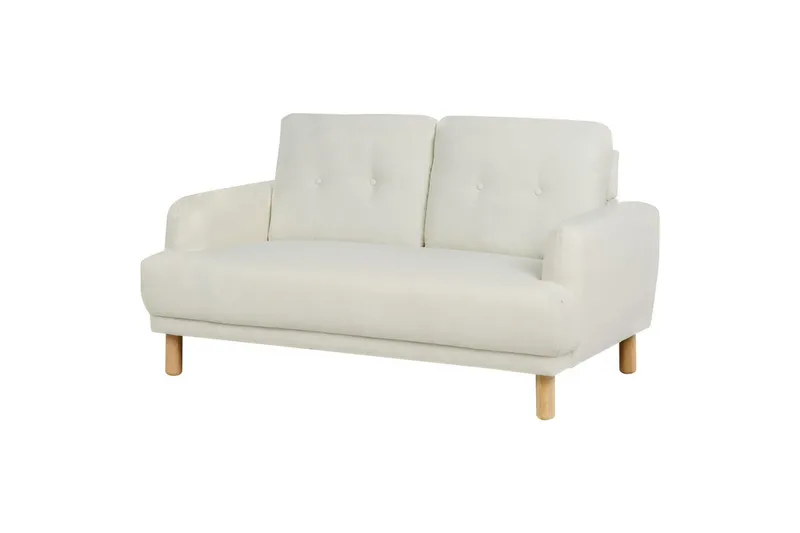 2-sitssoffa Tuve Vit, ljust trä, Polyester - Vit, ljust trä, Polyester - Möbler - Vardagsrum - Soffor - 2-sits soffor