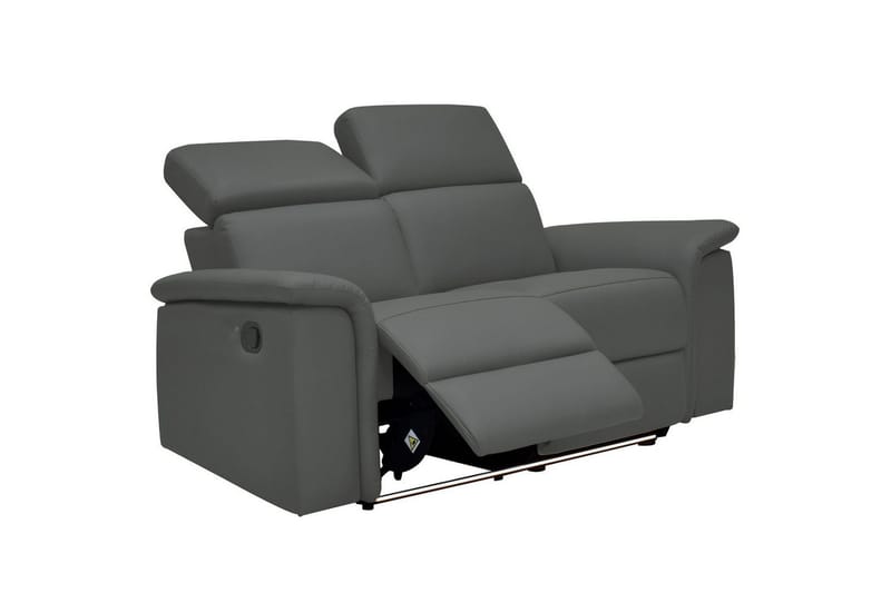 2-sitssoffa Pareli Grå, Läder/PU, Manuell vilstol - Grå, Läder/PU, Manuell vilstol - Möbler - Vardagsrum - Soffor - Skinnsoffor