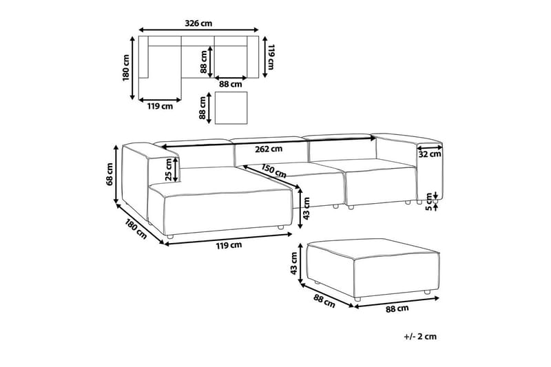 3-sits Hörnsoffa med fotpall Aprica H ögervänd - Högervänd - Möbler - Vardagsrum - Soffor - Divansoffa & schäslong