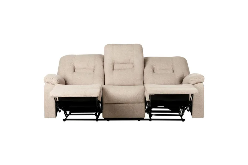 3-sits Reclinersoffa manuell Delia - Beige, svart - Möbler - Vardagsrum - Soffor - Reclinersoffor & Biosoffor
