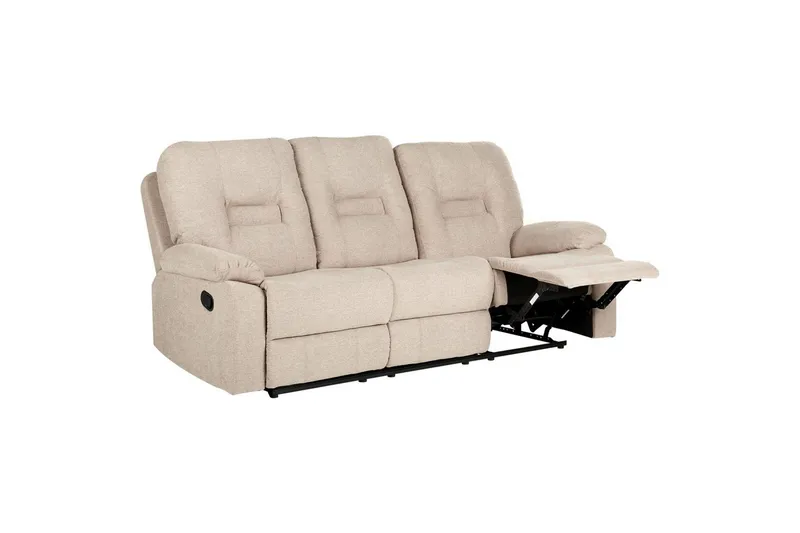 3-sits Reclinersoffa manuell Delia, Beige, svart