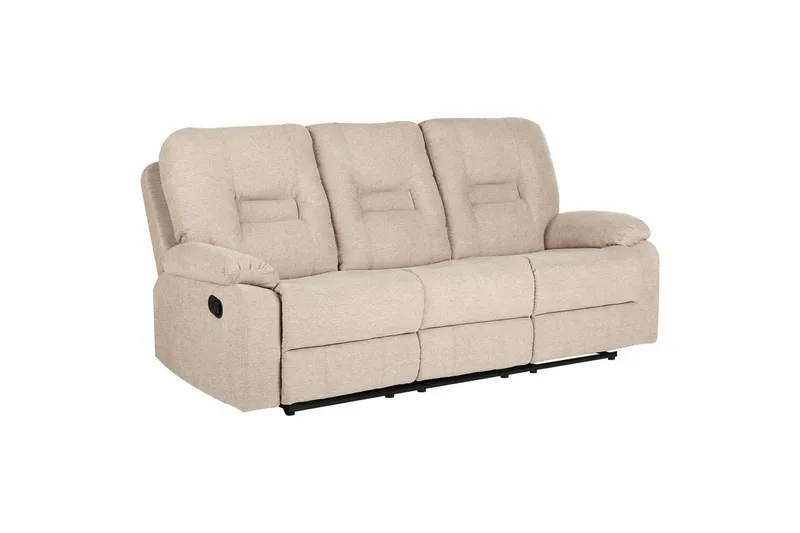 3-sits Reclinersoffa manuell Delia - Beige, svart - Möbler - Vardagsrum - Soffor - Reclinersoffor & Biosoffor