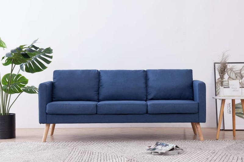 3-sitssoffa tyg blå - Blå - Möbler - Vardagsrum - Soffor - 3-sits soffor
