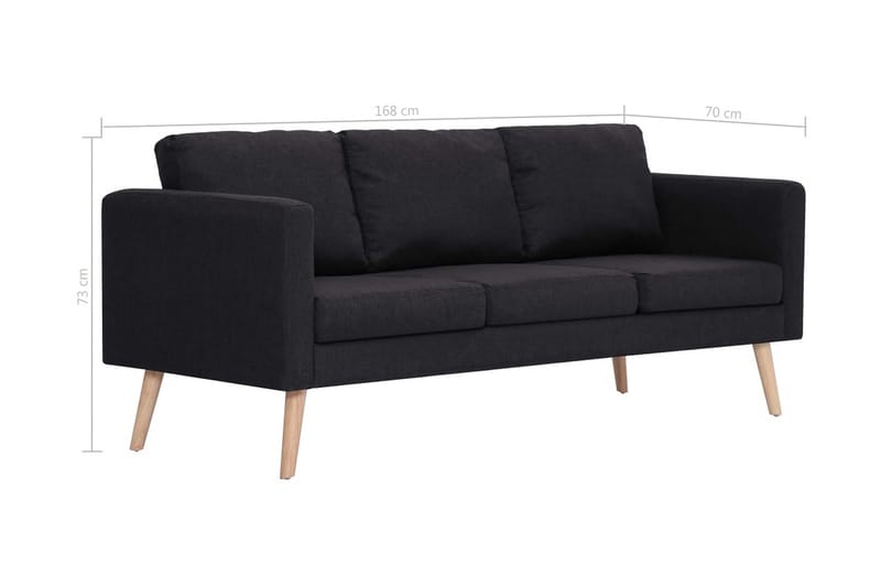3-sitssoffa tyg svart - Svart - Möbler - Vardagsrum - Soffor - 3-sits soffor