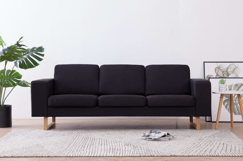 3-sitssoffa tyg svart - Svart - Möbler - Vardagsrum - Soffor - 3-sits soffor