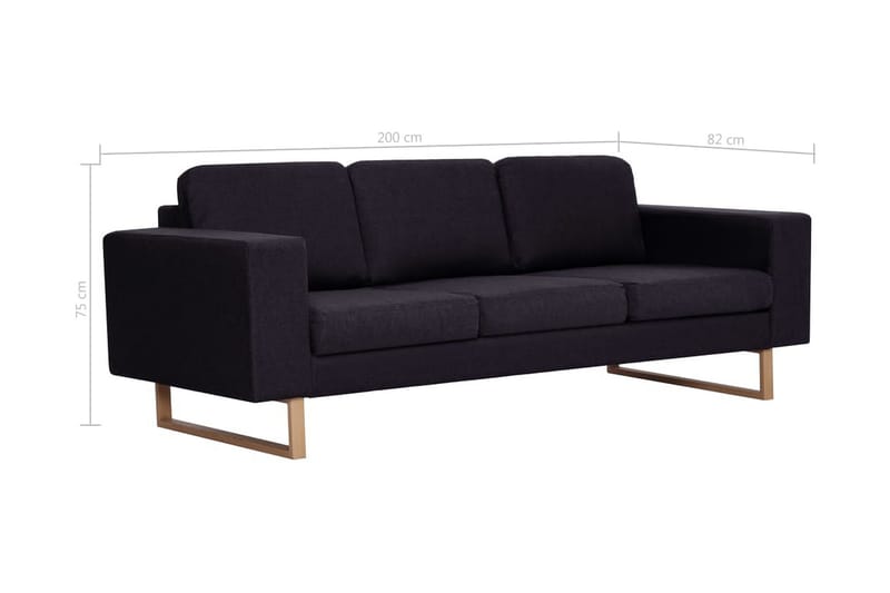 3-sitssoffa tyg svart - Svart - Möbler - Vardagsrum - Soffor - 3-sits soffor