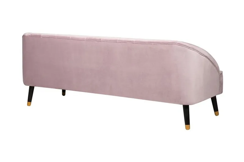 Alsvag 3-sits Kanalstoppad Sammetssoffa med Träben - Rosa - Möbler - Vardagsrum - Soffor - 3-sits soffor