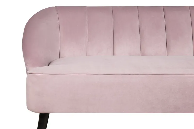 Alsvag 3-sits Kanalstoppad Sammetssoffa med Träben - Rosa - Möbler - Vardagsrum - Soffor - 3-sits soffor