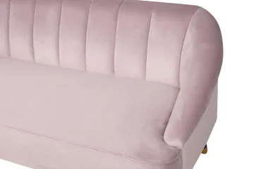 Alsvag 3-sits Kanalstoppad Sammetssoffa med Träben - Rosa - Möbler - Vardagsrum - Soffor - 3-sits soffor