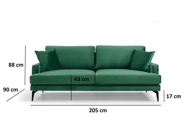 Andary 3-sits Soffa - Grön/Svart - Möbler - Vardagsrum - Soffor - 3-sits soffor