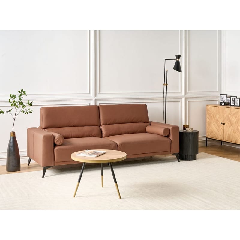 3-sits soffa Ange - Brun, Svart/Veganskt ekologiskt konstläder - Möbler - Vardagsrum - Soffor - 3-sits soffor