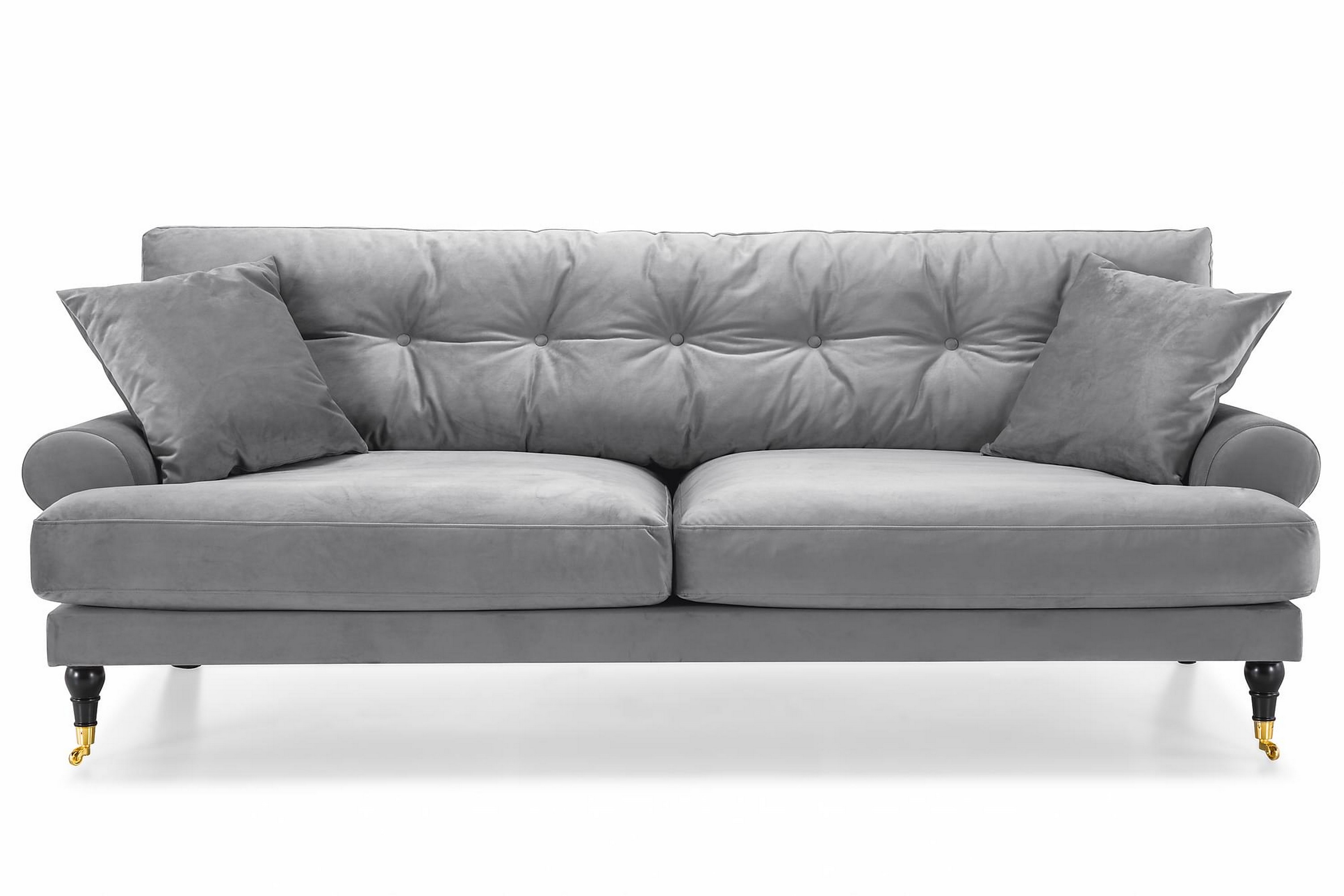 ANTHONY 3-sits Soffa Sammet Beige/Krom – Skräddarsy färg och tyg