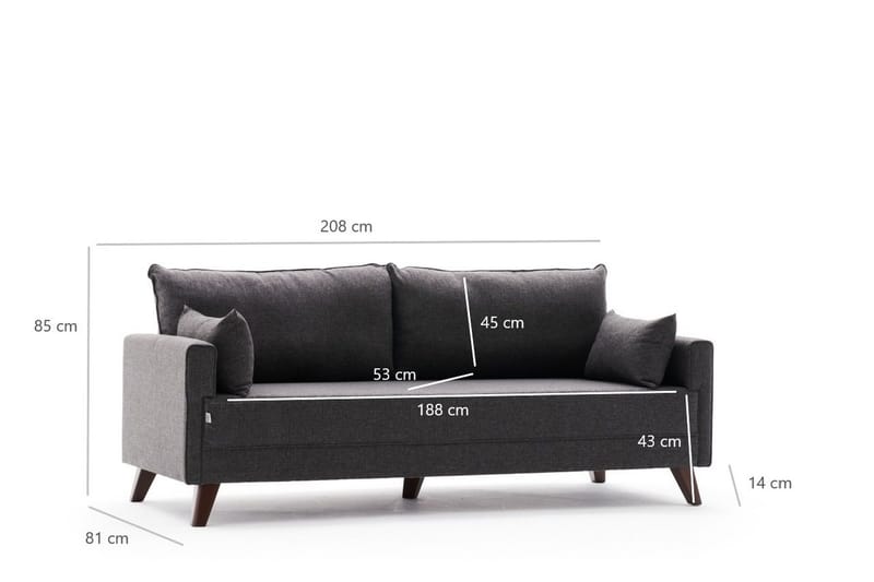 Antigua 3-sits Soffa - Antracit/Brun - Möbler - Vardagsrum - Soffor - 3-sits soffor