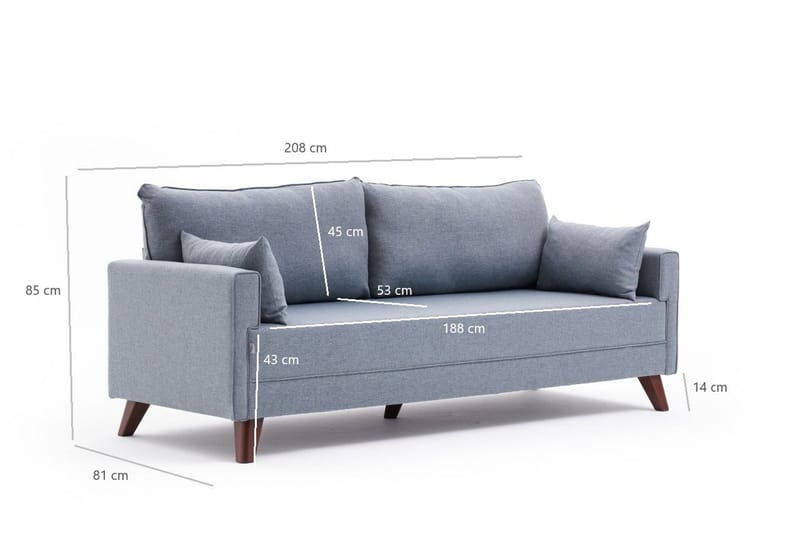 Antigua 3-sits Soffa - Blå/Brun - Möbler - Vardagsrum - Soffor - 3-sits soffor
