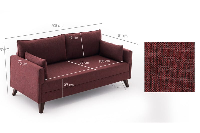 Antigua Soffa 3-sits - Röd - Möbler - Vardagsrum - Soffor - 3-sits soffor