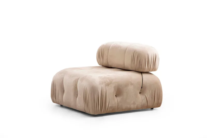 Belgin Bubblig Soffa 3-sits med fasta armstöd och repdetaljer - Beige - Möbler - Vardagsrum - Soffor - Modulsoffor - Komplett modulsoffa