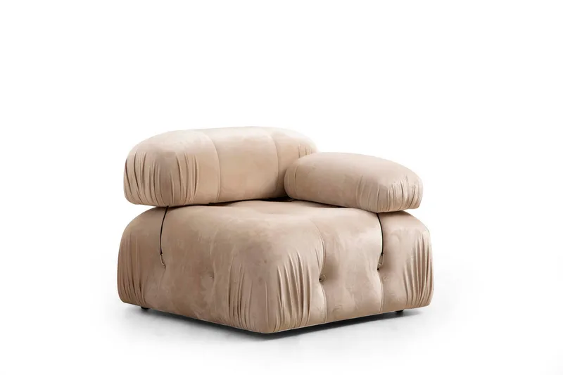 Belgin Bubblig Soffa 3-sits med fasta armstöd och repdetaljer - Beige - Möbler - Vardagsrum - Soffor - Modulsoffor - Komplett modulsoffa