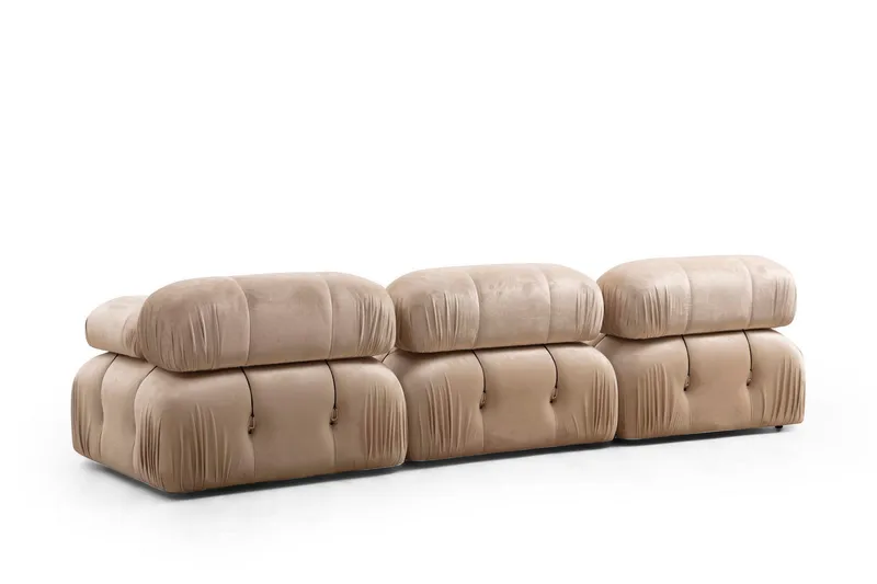 Belgin Bubblig Soffa 3-sits med fasta armstöd och repdetaljer - Beige - Möbler - Vardagsrum - Soffor - Modulsoffor - Komplett modulsoffa