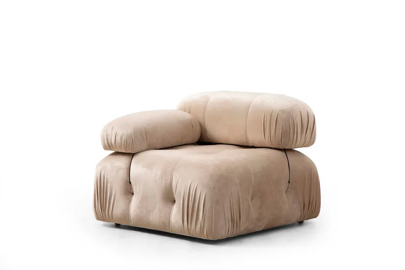 Belgin Bubblig Soffa 3-sits med fasta armstöd och repdetaljer - Beige - Möbler - Vardagsrum - Soffor - Modulsoffor - Komplett modulsoffa