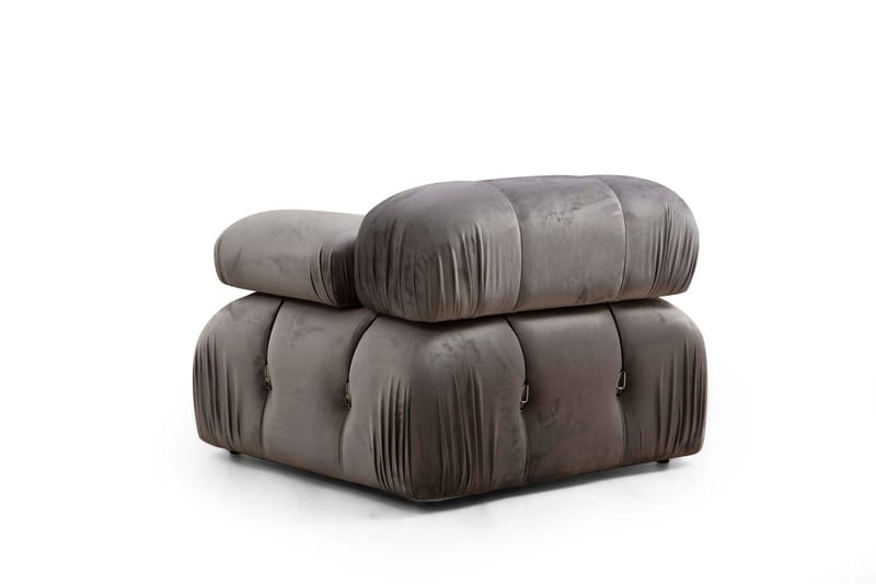 Belgin Bubblig Soffa 3-sits med fasta armstöd och repdetaljer - Grå - Möbler - Vardagsrum - Soffor - Modulsoffor - Komplett modulsoffa