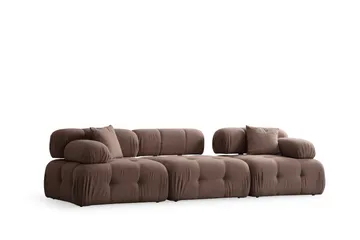 Belgin Bubblig Soffa 3-sits med utfällbara armstöd och ryggstöd - Cappuccino - Möbler - Vardagsrum - Soffor - Modulsoffor - Komplett modulsoffa